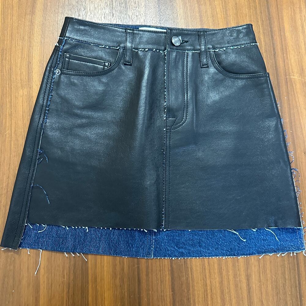 Frame Le Mini Stagger Geniune Leather Skirt, Indie Sleaze, $498 MSRP, Size 23 - Picture 3 of 9